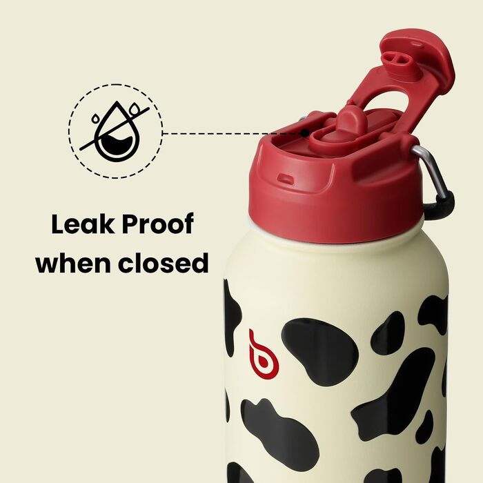 ПЛЯШКА ПЛЯШКА Пляшка для води з нержавіючої сталі 1 л з трубочкою герметична ізольована пляшка для спорту та тренажерного залу, з відділенням для таблеток, без BPA, з подвійними стінками (у формі корови)