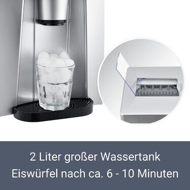 Машина для виробництва кубиків льоду Juskys PIM200L з прямим дозатором і таймером 2в1 до 12 кг/день, кубики льоду за 6-10 хвилин, 2 розміри, резервуар 2 л льодогенератор сріблястий