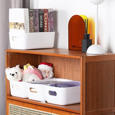 Елементні пластикові коробки для зберігання, різні кольори, кошики для організації зберігання для кухні, шафи, офісу, ванної кімнати, іграшок, домашнього прибирання, відкриті контейнери для зберігання з ручками (6 шт. 24x17,5x9,5 см), 6-