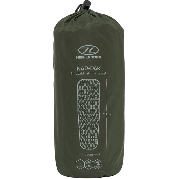 Килимок надувний Highlander Nap-Pak Inflatable Sleeping Mat 5 cm Olive (AIR071)