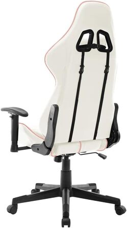 Геймерське крісло, офісне крісло, білий та рожевий, штучна шкіра