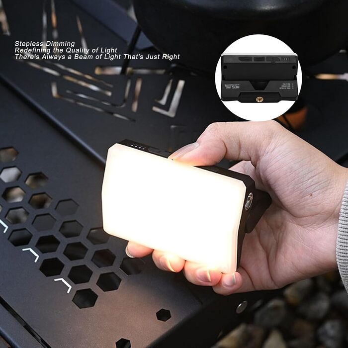 Портативний кемпінговий ліхтар SUNGOOYUE, 7 рівнів яскравості, 8 регульованих кутів, 900 лм, тип C, акумуляторний кемпінговий ліхтар з індикатором живлення для походів на свіжому повітрі