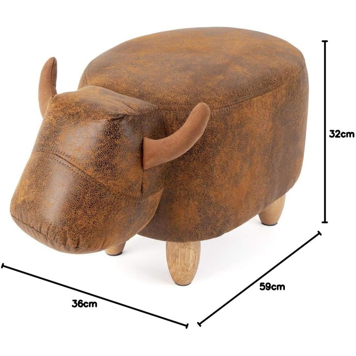 Табурет Balvi La Vache, коричневий, у формі корови, дерев&39яні ніжки, штучна шкіра/дерево, різнокольоровий