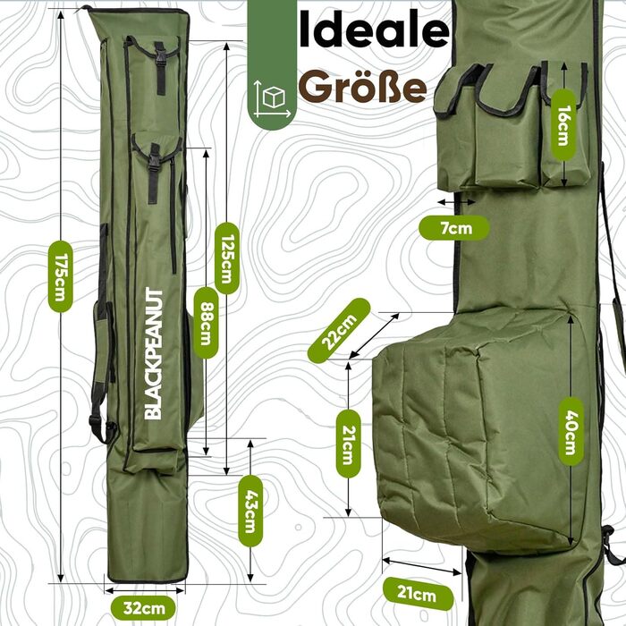 Подовжені рибальські сумки, велика місткість, міцні та безпечні, легкі для транспортування, рибальська сумка довжиною 1,75 м