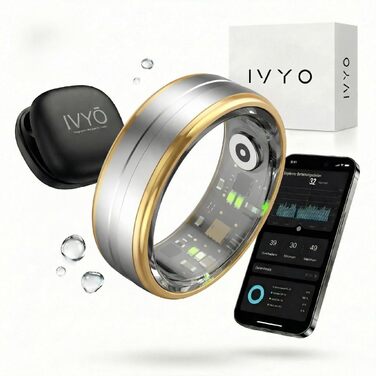 Преміальне кільце для здоров&39я та фітнес-трекер без підписки Цілодобове вимірювання сну, частоти серцевих скорочень, ВСР, стресу та SpO2 Надлегке (4 г), водонепроникне за стандартом IP68 та 7 днів роботи від батареї, сріблястий колір 67