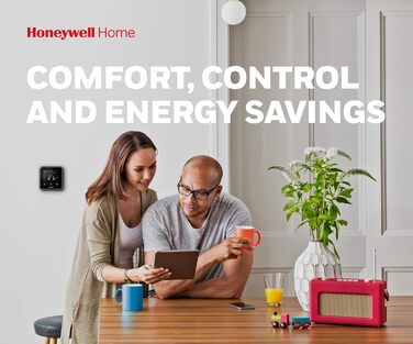 Провідний інтелектуальний термостат Honeywell Home T6 - чорний - сенсорний екран керування опаленням із геозонуванням, Alexa, Apple і Google - 868 МГц - просте встановлення та налаштування програми для комбінованих котлів