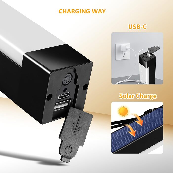 Сонячний кемпінговий ліхтар Phonar, портативний надяскравий світлодіодний ліхтарик, час роботи 6-8 годин, зарядний пристрій USB-C, електронний ліхтар для використання на свіжому повітрі, походів та читання