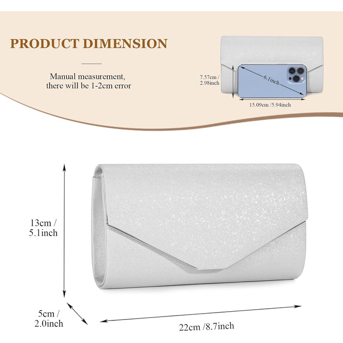 Жіноча блискуча вечірня сумка-клатч елегантна весільна сумка срібний клатч зі знімним ланцюжком офіційна сумка для весілля, вечірки, випускного вечора A-Silver