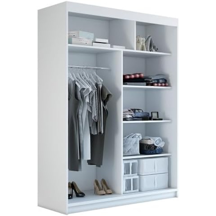 Шафа з розсувними дверима ЗІ ВОМБОЮ 160 см з дзеркалом та дерев&39яними ламелями (чорна) Чорний 160 см x 215 см