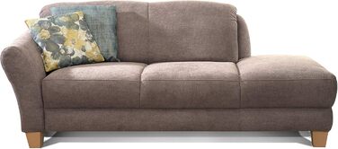 Шезлонг CAVADORE Gootlaand, шезлонг з пружинною серцевиною та лівим підлокітником у стилі кантрі, 194 x 84 x 91 см, коричневий, лівий підлокітник, ніжки натуральний паризько-сірий колір