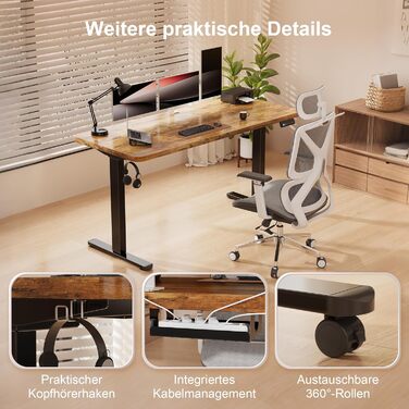 Електричний стіл Homall з регулюванням висоти та 2 двигунами, електричний стіл до 100 кг, 2-етапний телескопічний, рама столу з пам&39яттю налаштувань, функція захисту від зіткнень, чорний