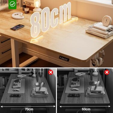 Стіл Grandder з регульованою висотою 140 x 80 см, електричний з 2 функціями пам&39яті, ергономічний стіл для роботи сидячи/стоячи, ігровий стіл з чотирисекційною стільницею, дуб 140 x 80 см, дуб