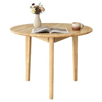 Круглий обідній стіл QLLY з масиву дерева, кухонний стіл, дерев&39яний стіл, плоскі ніжки (натуральний, 80 см, бежевий-круглий, 80 x 80 см)