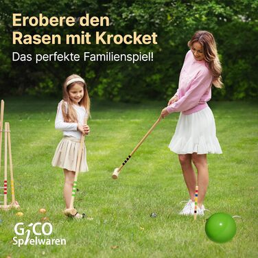 Високоякісний набір для крокету з масиву дерева в металевому транспортному візку для 6 гравців, 6 молоток, 100 см, для дорослих продукт ЄС 3126