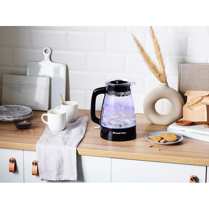 Чайник Russell Hobbs 1,7 л, 2400 Вт, оптимізований скляний вилив, світлодіодне освітлення Класичний дизайн (скороварка, знімна кришка, фільтр від накипу, основа з нержавіючої сталі)26080-70