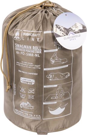 Військове пончо Helikon-Tex Swagman Roll, багатоцільове пончо від дощу та надзвичайних ситуацій, спорядження для виживання, ковдра та куртка Woobie, один розмір, колір аквамаринового синього кольору