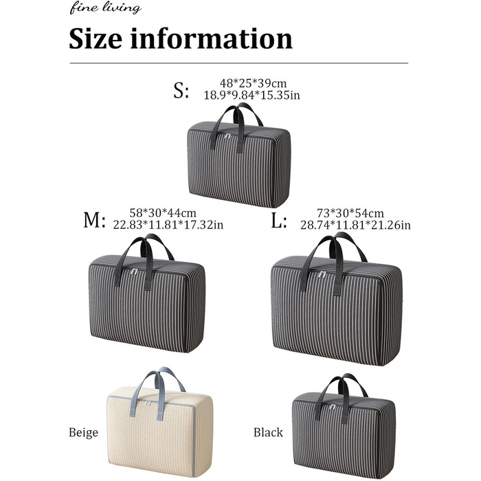 Велика місткість сумки для зберігання одягу, складна ковдра, контейнер для організації спальні, шафа (чорний-L), 3 шт.