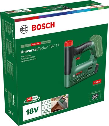 Дім і сад Акумуляторний степлер Bosch UniversalTacker 18V-14 (скріплення/закріплення в м'якій і твердій деревині для скоб і цвяхів