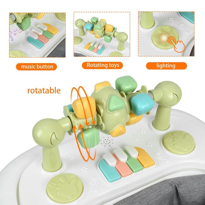 Дитячі ходунки Homewell 2-в-1, регульована висота в 3 положеннях, допоміжний пристрій для ходьби, навчальний центр з клавішами піаніно, розвиваючі ходунки, ходунки для дітей 624 місяців (світло-зелені)