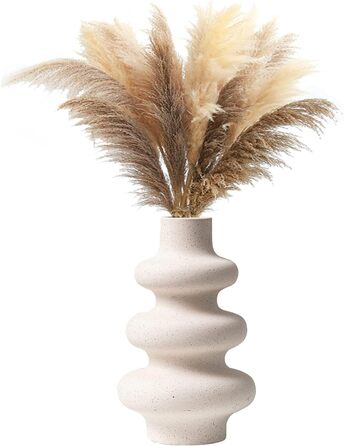 Ваза для пампасної трави біла, Сучасна керамічна декоративна ваза для сухоцвітів, Пончик Спіральна ваза для квітів Кругла ваза з о