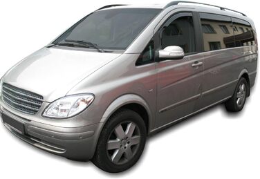 АВТОМОБІЛЕБУДУВАННЯ Вітровий дефлектор підходить для Vito/Viano W639 2003-2014, дефлектор дощу, чорний, тонований, набір з 2 шт. , передній, аеродинамічний, простий монтаж, кріплення кліпсами