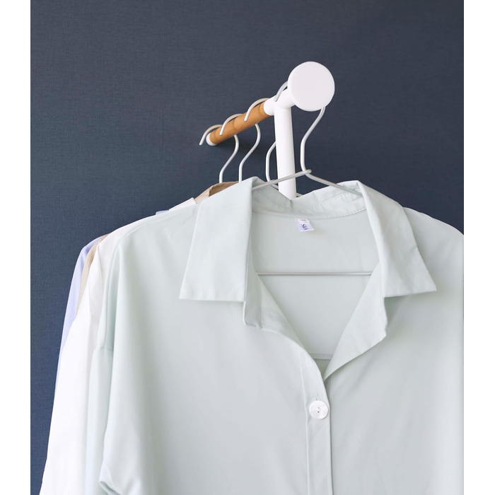 Вішалка для одягу з парою Yamazaki 5972, похила, біла, сталь/дерево/силікон, 38,5 x 47 x 162 см