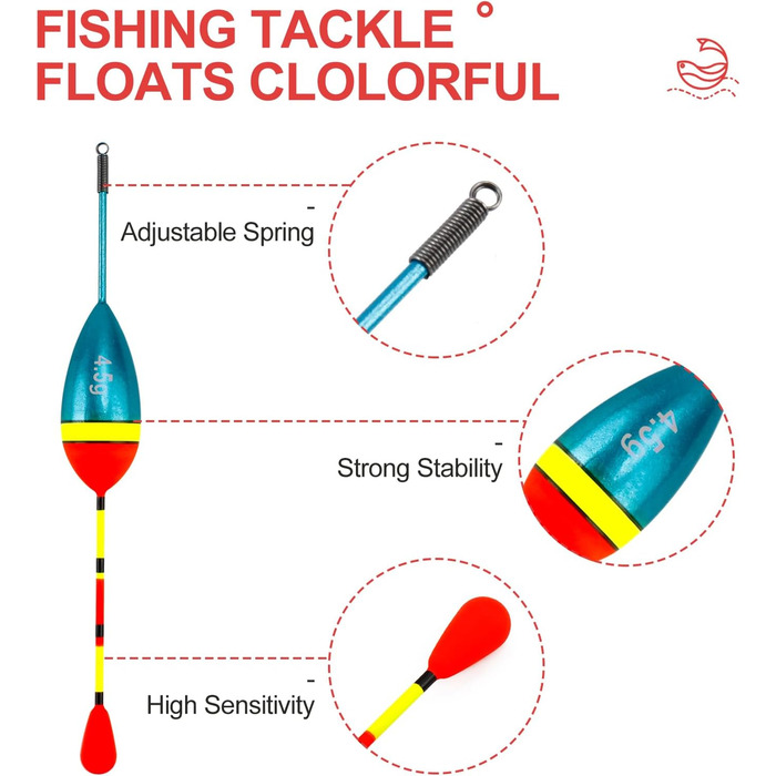 Набір поплавців для риболовлі 10 предметів Поплавок для лову форелі 0,6 г/0,8 г/1,2 г/2,5 г/3 г/4,5 г Набір поплавців для риболовлі