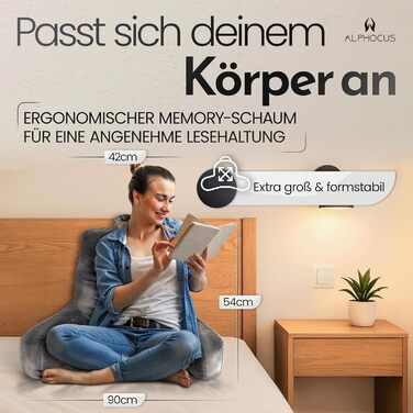 Подушка для спинки ліжка з інтегрованою подушкою з вишневих кісточок - подушка для читання 2 в 1, подушка з підігрівом, ергономічна подушка для спини - подушка у формі книги для комфорту та відпочинку