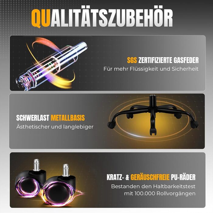 Ігрове крісло GTPLAYER, ігрове крісло, дихаюче офісне крісло з високоякісної тканини, ергономічне крісло для ПК, регульоване та поворотне робоче крісло 150 кг, чорно-біле