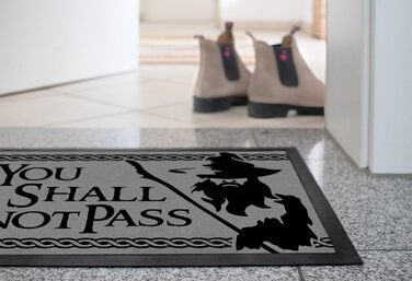 Килимок MoonWorks з написом Ти не пройдеш серія фентезі, нековзний та миється, чорний, 60x40 см, Ти не пройдеш чорний