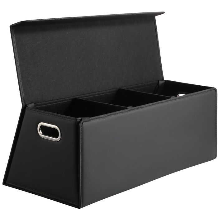 Органайзер для багажника Fyzeoty просторий органайзер для позашляховика, шкіряна коробка для зберігання речей, з магнітною кришкою, складаний та регульований, трапецієподібної форми, чорний