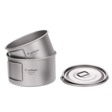 Титанова миска для кемпінгу зі складною ручкою, 450 мл або 600 мл, надлегка, стійка до іржі, посуд для приготування їжі, походів, бекпекінгу, пригод на природі