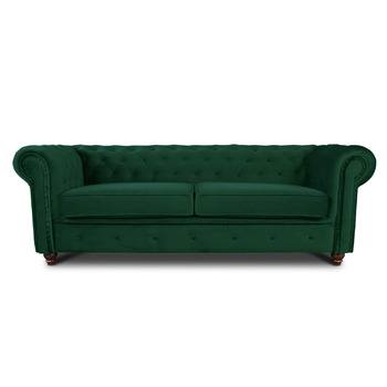 Місний диван Sofnet Chesterfield Asti, 3-місний диван, гламурний дизайн, комплект диванів, дерев&39яні ніжки, м&39який диван - вітальня, велюр (темно-зелений (Velvet 78)), 3-