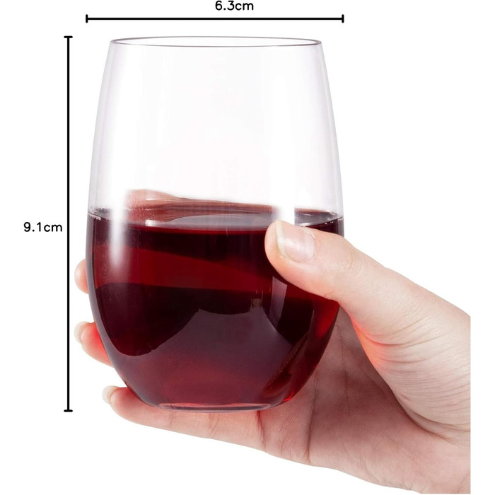 Склянки для гарячої води склянки для пиття склянки для соку 470 мл Tritan-BPA-Free безстеблові пластикові келихи для вина набір з
