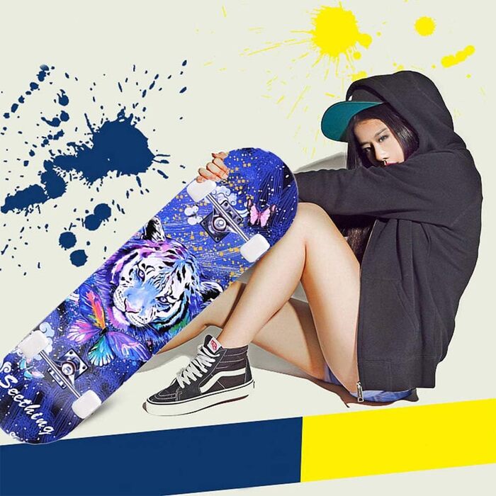 Повний скейтборд 31 x 8 дюймів для хлопчиків, дівчаток, підлітків, дорослих, початківців, 8-шаровий кленовий