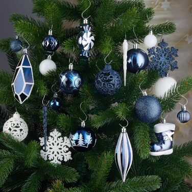 Набір ялинкових прикрас преміум-класу 128 предметів синьо-білі BRUBAKER