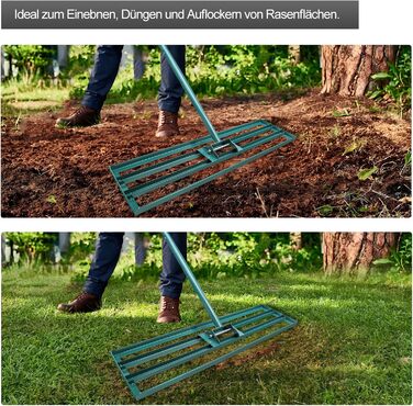 Гребінь для вирівнювання газону, 925 см, інструмент для догляду за газоном з регульованою ручкою 186 см, садовий рівняючий грабель для ґрунту, саду, двору, догляду за газоном (36 x 10 дюймів)