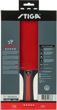 Ракетка для настільного тенісу STIGA Prestige 5-Star – професійна високошвидкісна ракетка для пінг-понгу, ITTF-схвалена, губка 2,0 мм, технологія WRB, зручне захоплення, одинична