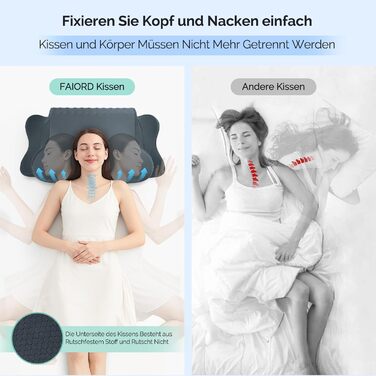 Подушка для шиї, подушка з піни з ефектом пам&39яті, ергономічна подушка, подушка для підтримки шиї для сну на боці, спині та животі, темно-сіра, 64 x 39 x 13 см