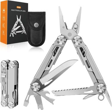 Мультитул Rolgno, подарунки для чоловіків, складний мультитул з нержавіючої сталі 14 в 1 з плоскогубцями, ножем, пилкою, викруткою
