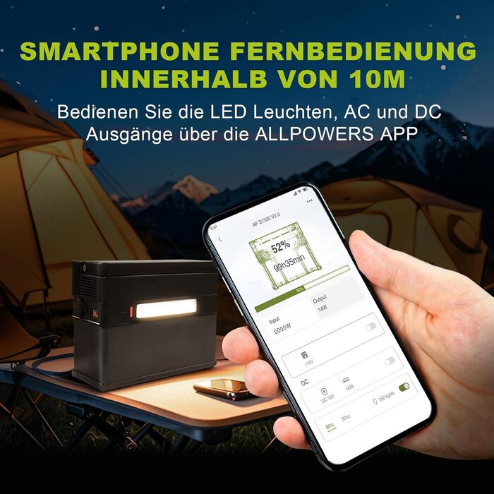 Портативна електростанція ALLPOWERS S1500 PLUS, акумулятор 1092 Втгод, мобільний накопичувач енергії з 4 розетками по 1500 Вт (пікова потужність 3000 Вт), сонячний генератор зі швидкою зарядкою для домашнього електропостачання, кемпінгу та автофургонів