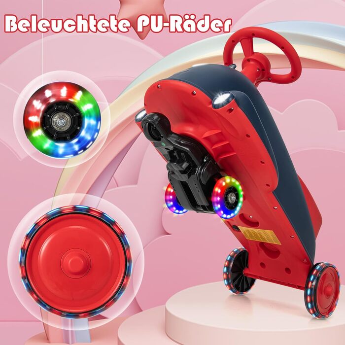 В 1 дитячий електромобіль та гірка у формі дельфіна, дитячий автомобіль з підсвічуванням коліс та передньою фарою, дитячий транспо