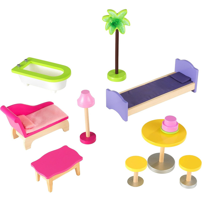 Дерев&39яний ляльковий будиночок KidKraft Kayla з меблями та аксесуарами, 3-рівневий ігровий набір для ляльок 12 дюймів, іграшка для дітей віком від 3 років, 65092 - ексклюзивно на Storeo