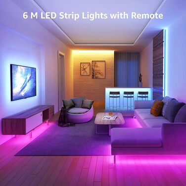 Світлодіодна стрічка Lepro 6M, RGB світлодіодна стрічка самоклеюча 5050 SMD, світлодіодна стрічка 24 В постійного струму, світлодіодна стрічка IP20, світлодіодна стрічка з регулюванням яскравості за допомогою блоку живлення Контролер дистанційного керуван