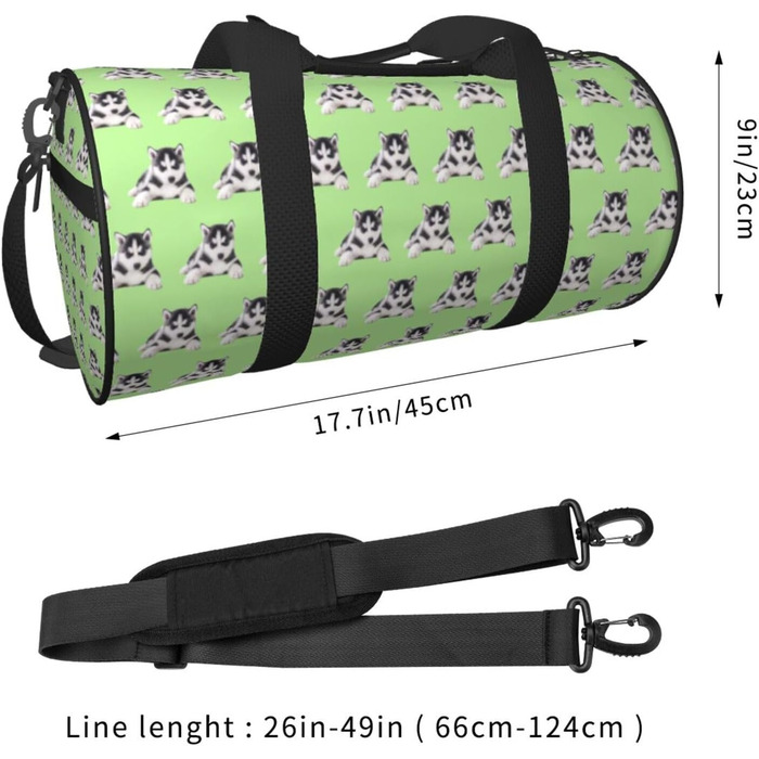 Спортивна сумка, дорожня сумка, милий принт з собачками, сумка для ночівлі, чорна, універсальний розмір, сумка для подорожей