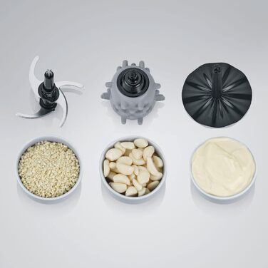 Акумуляторний універсальний подрібнювач, мультишредер для грубого та дрібного подрібнення, подрібнювач з широким набором аксесуарів, нержавіюча сталь чорного матового/матова, KM 3866