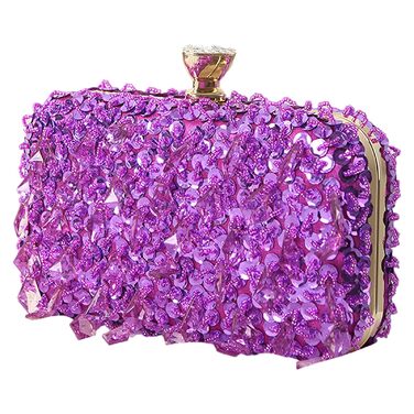 Блискуча вечірня сумочка-клатч у формі кулі, інкрустована стразами та паєтками, фіолетова