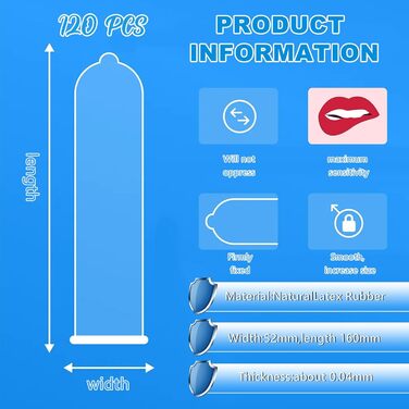 Презервативи Ycaaeo Safety, ультратонкі 0,05 мм, 120 шт