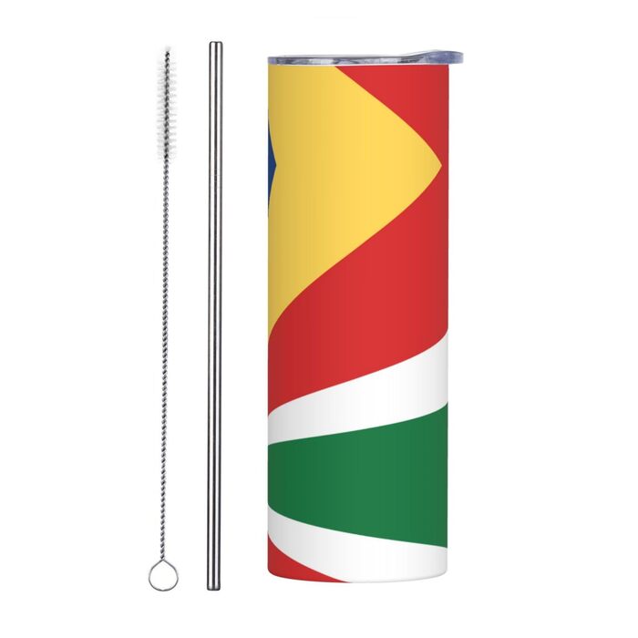 Кухоль з прямою трубочкою, дизайн прапор Сейшельських островів, друкований, дорожній кухоль, підходить для кемпінгу, офісу та дому, 590 мл