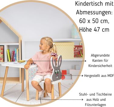 Дитячий стіл, дерев&39яний стіл для дитячої кімнати 50 x 60 x 47 см, подарунок для дітей віком 2, 3, 4, 5, 6, 7 років, меблі для самостійного складання - стіл для дітей